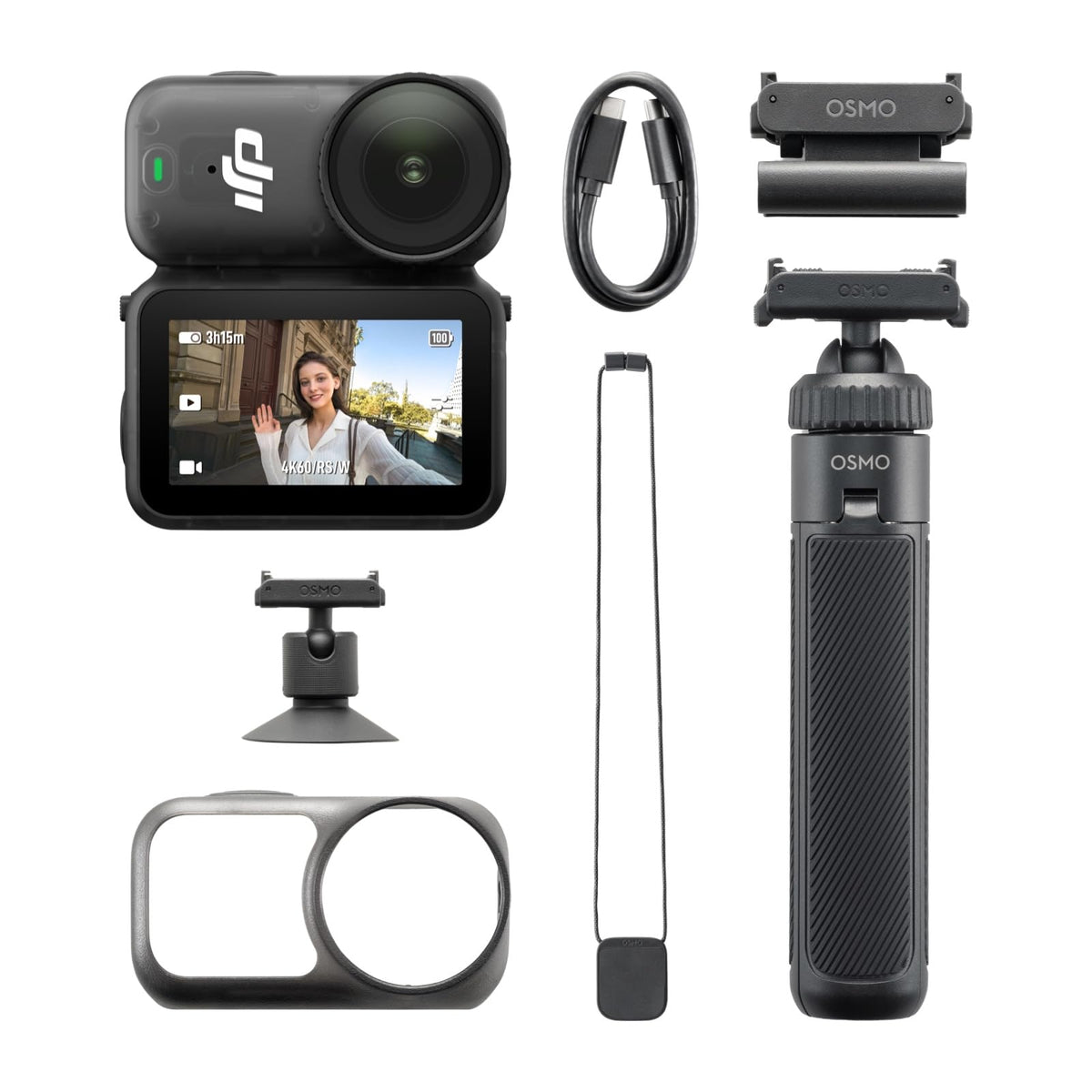 DJI Osmo Nano Travel Combo 128 GB Cámara Vestible 4K con Mini Barra Extensible