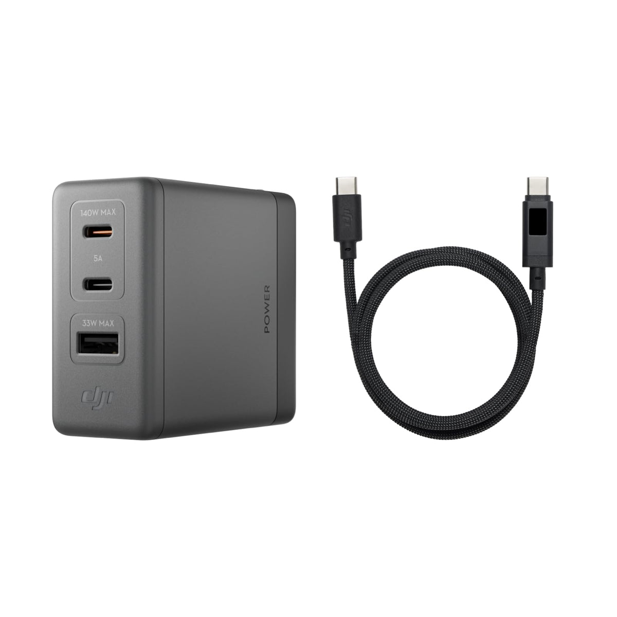 DJI Power Cargador GaN 140W 3 Puertos con Cable 7A con Pantalla