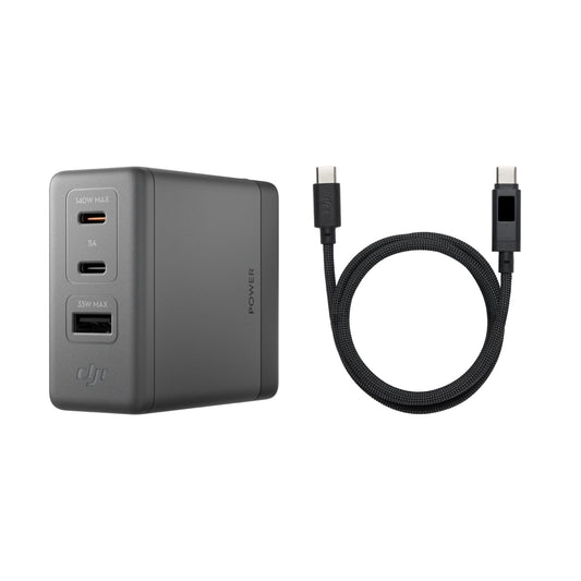 DJI Power Cargador GaN 140W 3 Puertos con Cable 7A con Pantalla